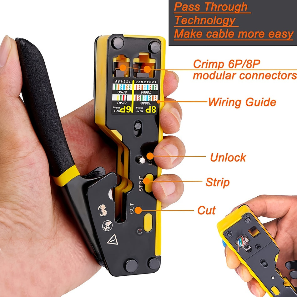 NEWSHARK Ratcheting Modular Data Cable Cermper and Wire Stripper pour les connecteurs RJ11 / RJ12 et RJ45