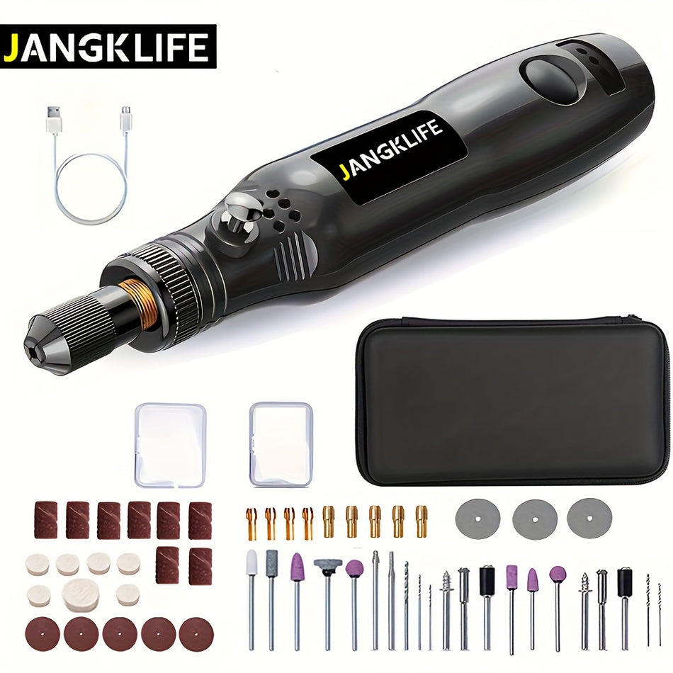 Jangklife Kit d'outils rotatifs sans fil à 3 vitesses avec arbre flexible et accessoires