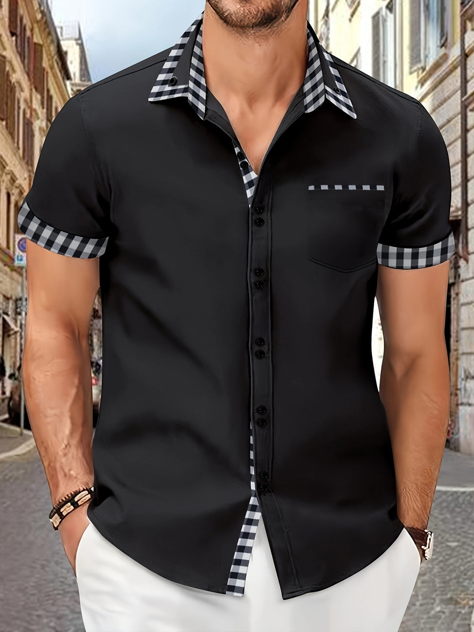 Short Sleeve Plaid Lapel Shirt - Perfect for Summer Outdoors - Cyprus