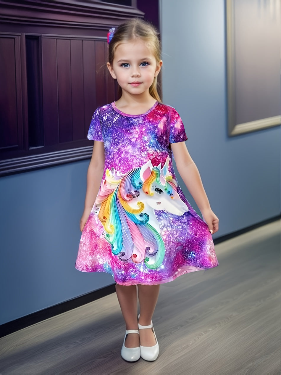 Rainbow Unicorn Tie Dye Tee Dress - Cyprus