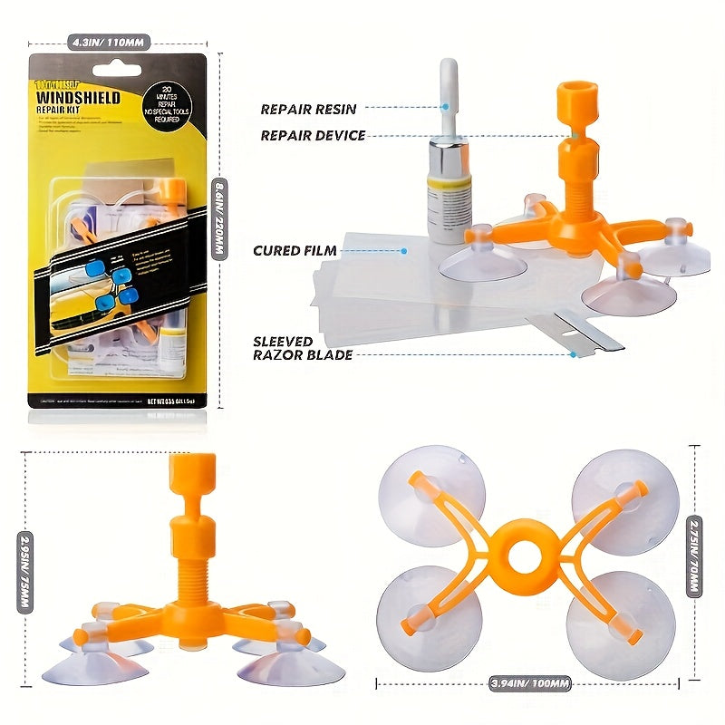 Windshield Repair Kit for Chips, Cracks & Scratches - No Power Required