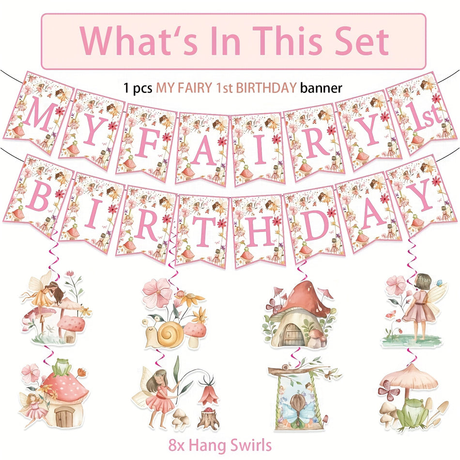 🔵 Pink Elf Theme Birthday Party Decoration Set - Cyprus