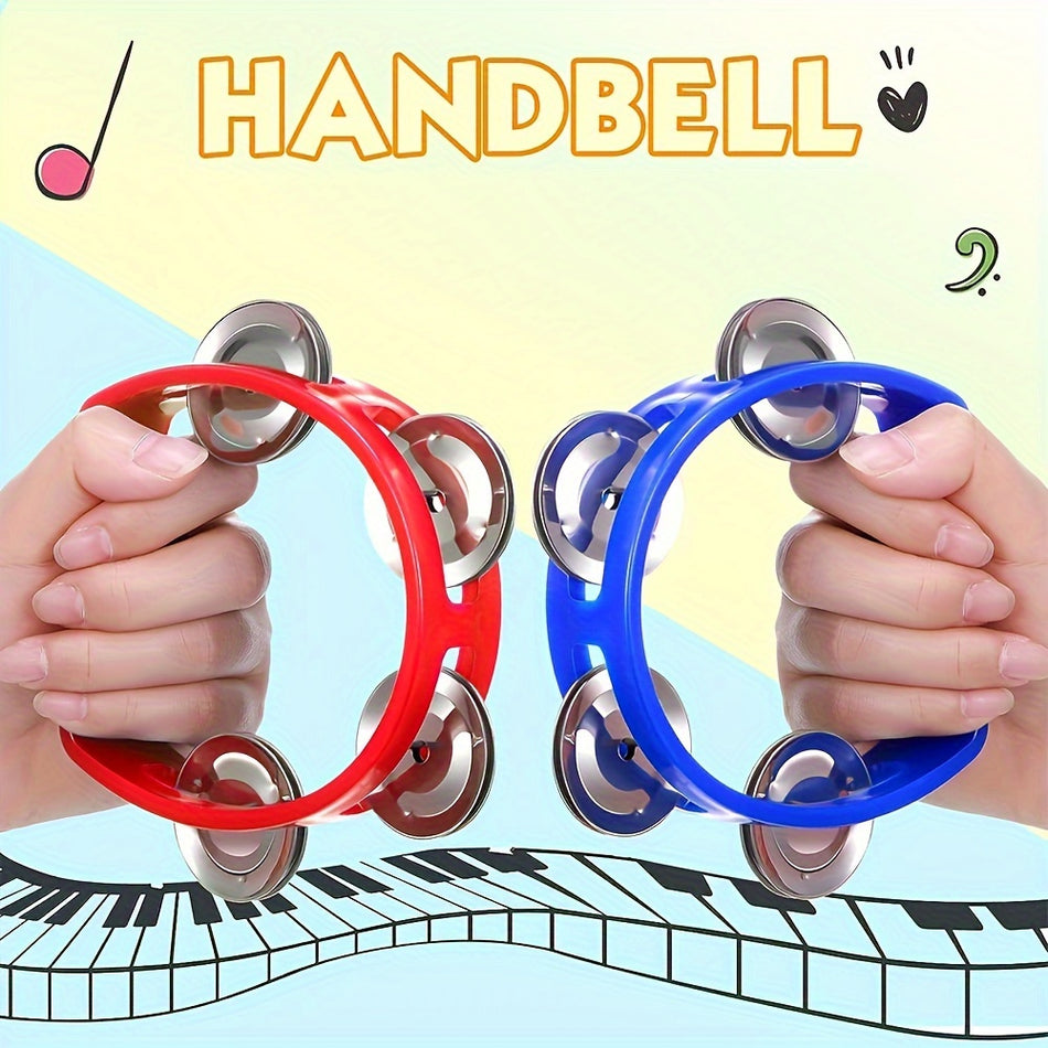 1pc Plastic Percussion Tambourine For Adults Hand Tambourine Musical Instrument 4 Bells On ABS Tambourine Musical Rhythm Instrument Hand Held Percussion Drum For Party Performance Concert Eid Al-Adha Mubarak