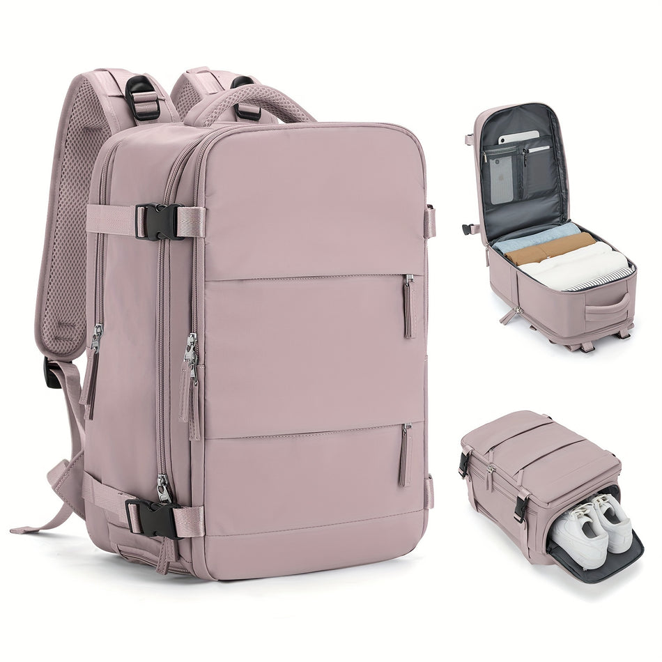 Lightweight Waterproof Travel Backpack with Adjustable Straps - Pale Pinkish Gray