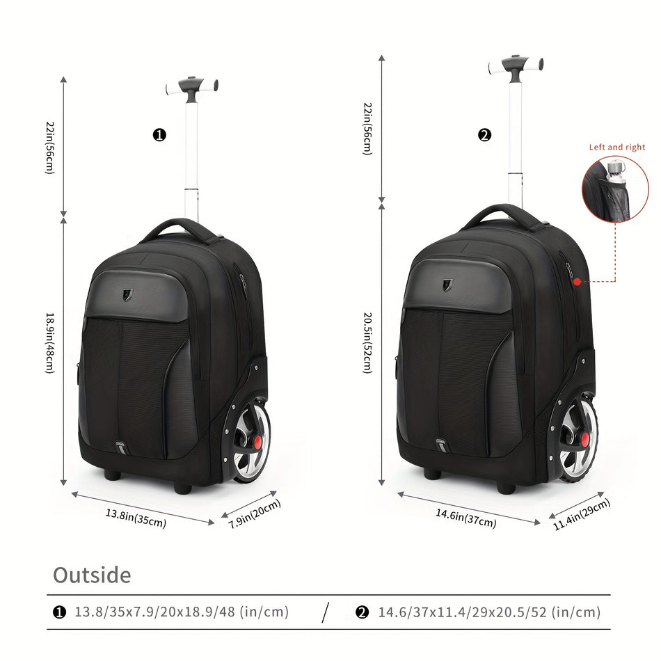 Silent Dual Wheel Rolling Backpack for Easy Stair Climbing - Cyprus