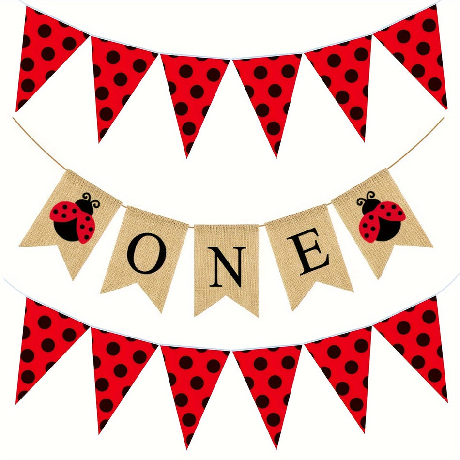🔵 Ladybug Theme Happy Birthday Little Lady Banner - Party Backdrops - 1st/2nd/3rd Birthdays Decorations Supplies - Cyprus