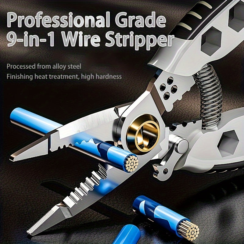 1pc Wire Stripper Multifunctional Sharp Cutting Quick Wire Stripper, Thickened Spring Easy And Labor-saving Peeling Pliers, Electrician Special Wire Stripping Crimping Winding Cutting For Mechanical Automotive Maintenance