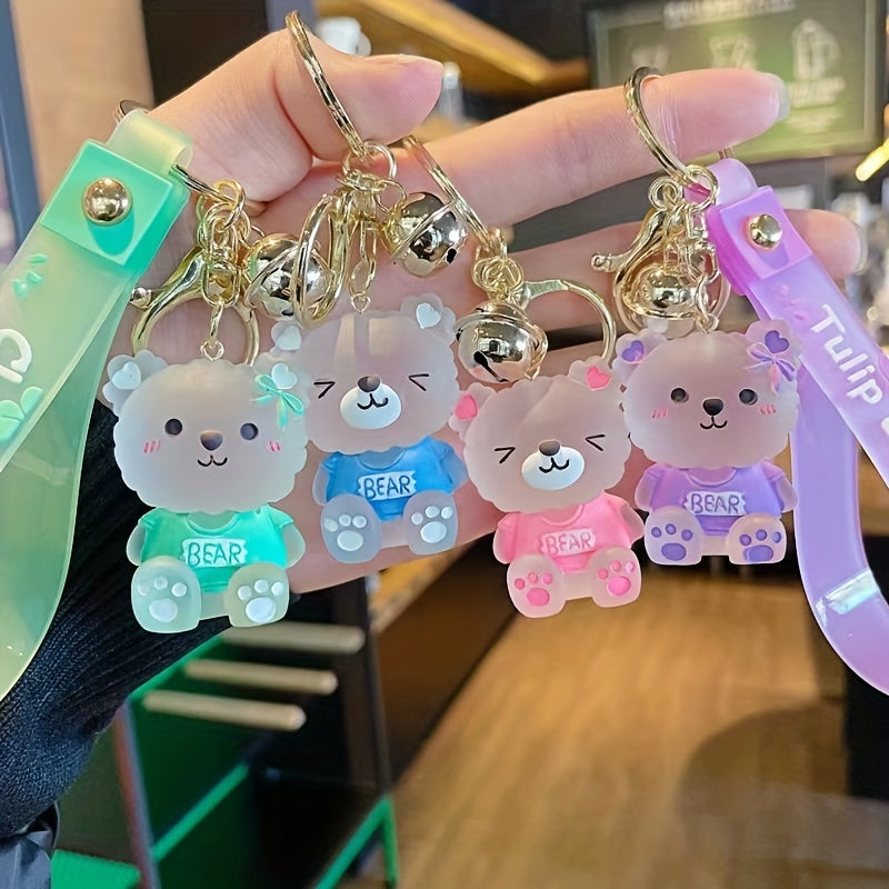 1pc Jelly Bear Key Chain για κορίτσια, χαριτωμένη γελοιογραφία κούκλα κούκλα κρεμαστό κόσμημα, κρεμαστό κόσμημα, κυλίνδρους για μικρά κορίτσια, ιδανική επιλογή για δώρα