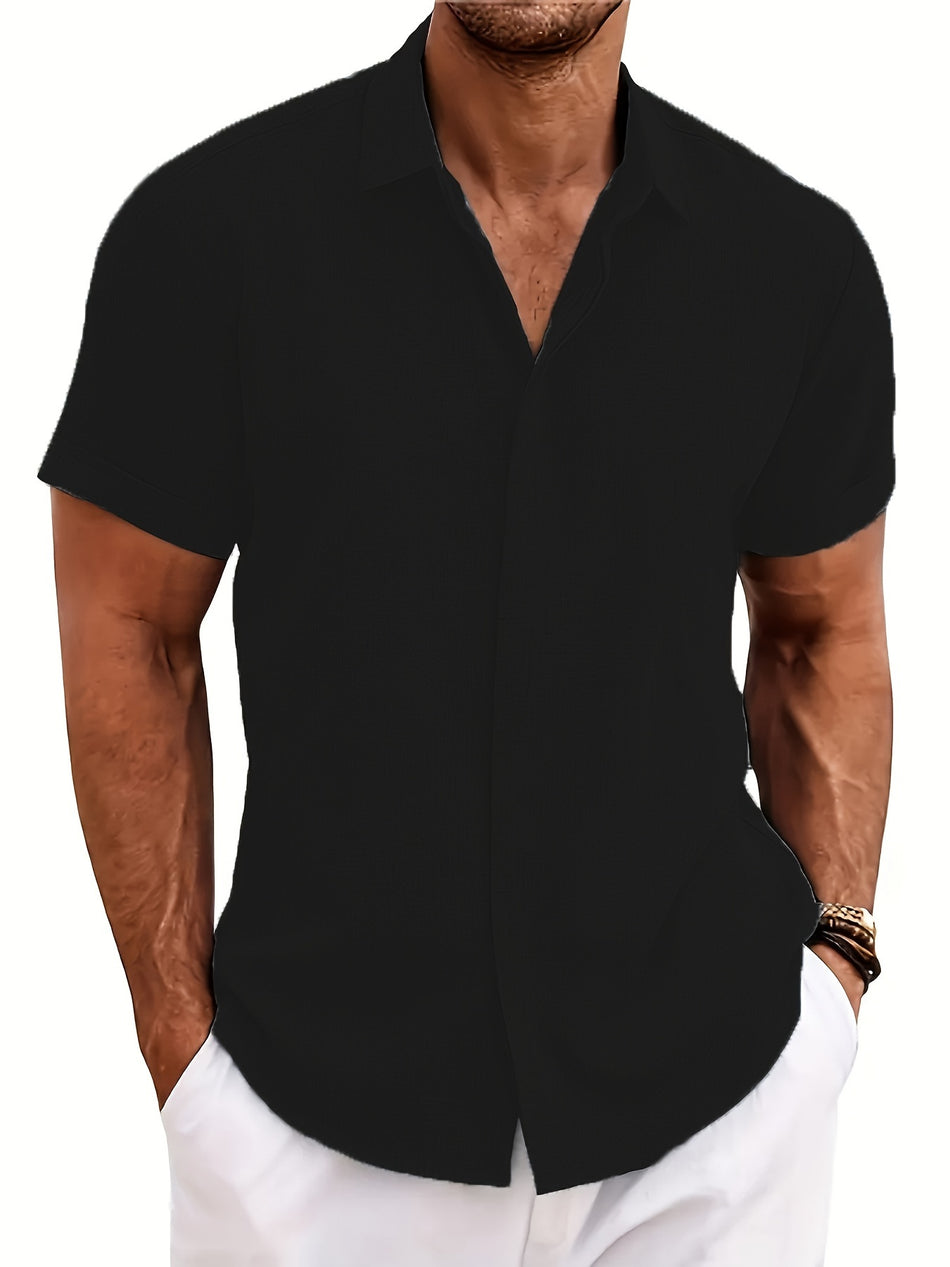 Summer Leisure Short Sleeve Button Down Shirt - Cyprus