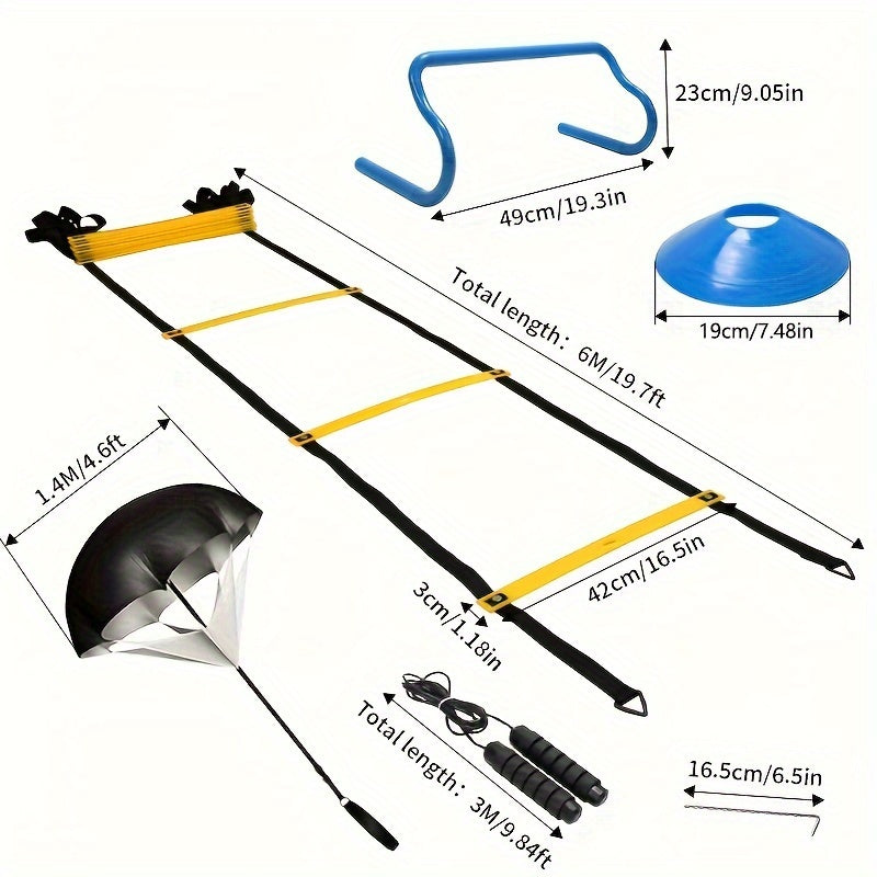 Speed Agility Training Set with Adjustable Ladder, Disc Cones, and Resistance Parachute - Cyprus