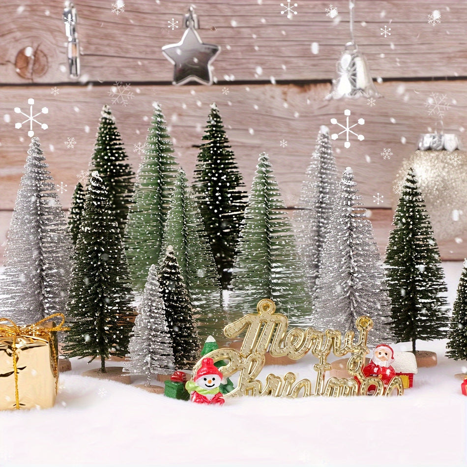 24pcs Mini Christmas Trees on Wooden Base - Cyprus