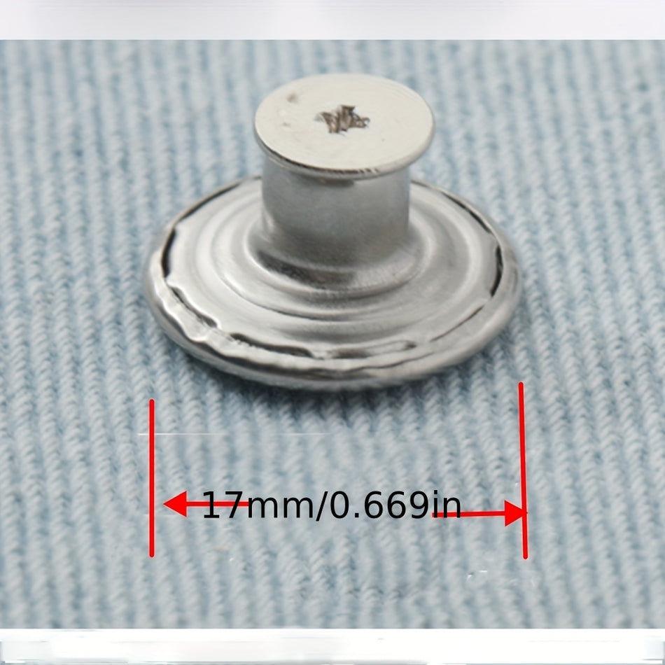 Seam-Free Button Pins For Jeans 5 Silver Color 5 Copper Color Set + Screwdriver - Cyprus