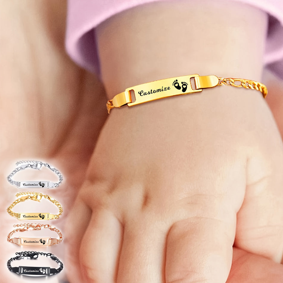 1pc Edelstahl Customized -Namensschild Armband für Mädchen, personalisiertes Kettenarmband, ideale Wahl für Geschenke