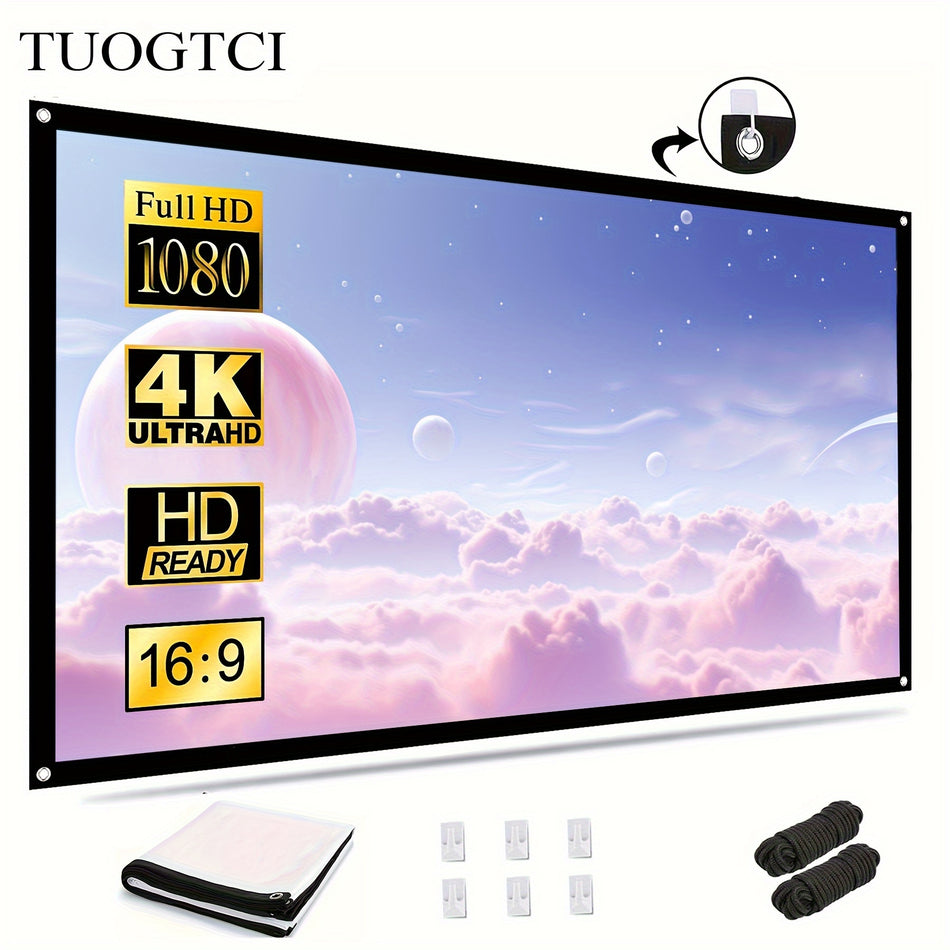 152.4cm Tuogtci Portable Movie Screen - 4K HD, Wrinkle-Free, Double-Sided Projection - Cyprus