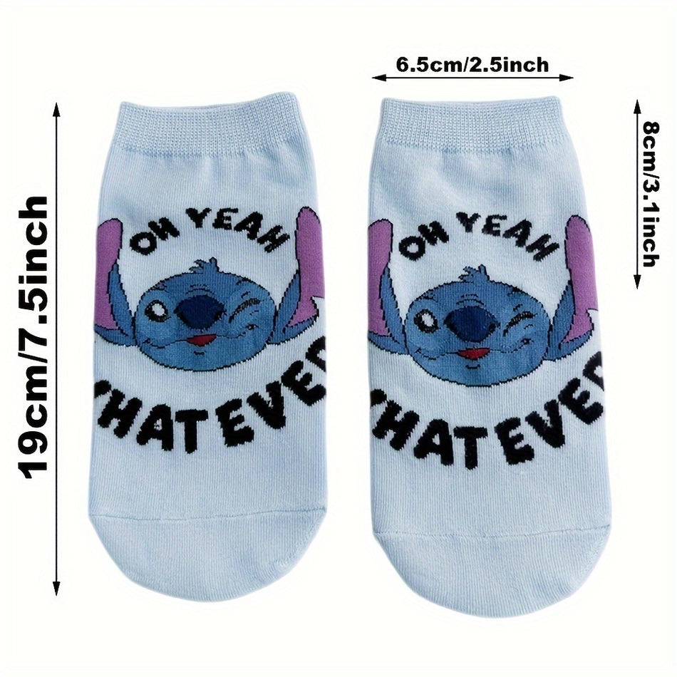 Stitch Women's Sock Set - Cute Cartoon Academy Style, Breathable Cotton - Cyprus