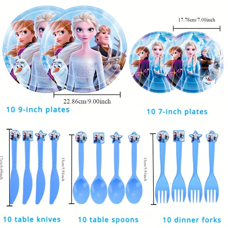 🔵 Frozen Princess Elsa Cartoon Theme Birthday Party Supplies Kit - 122 Pieces - UME Branded - Cyprus