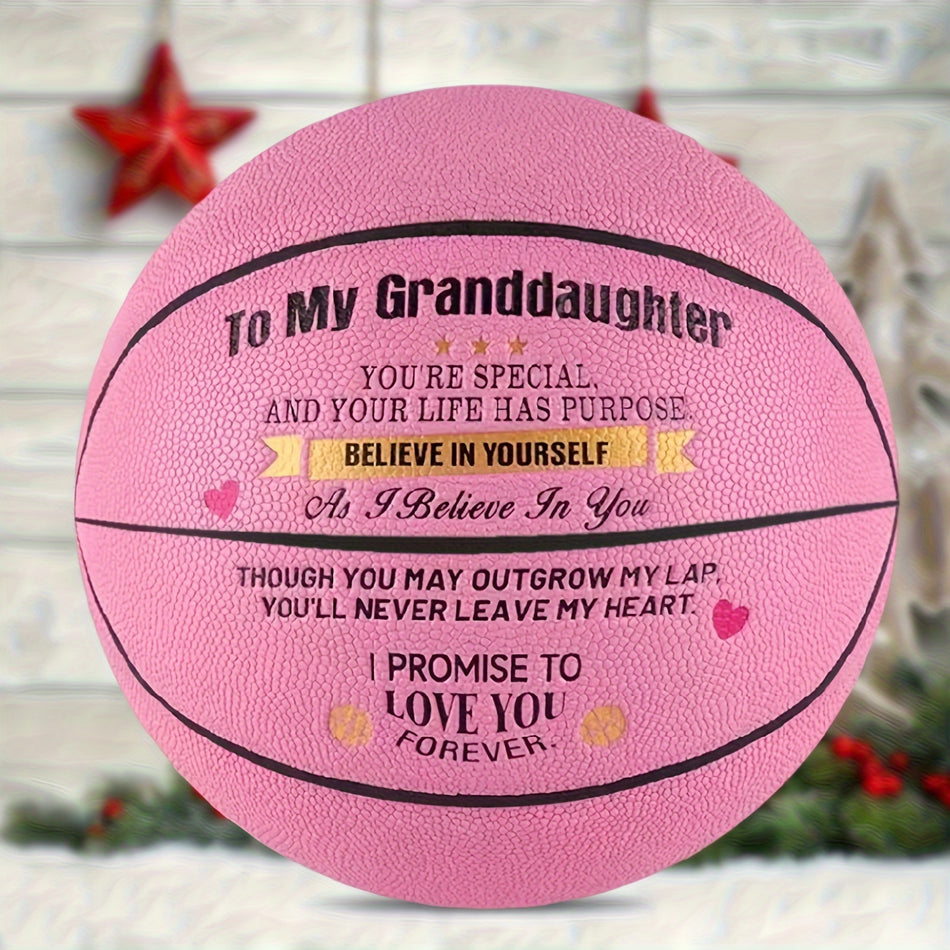 "To My Granddaughter" Engraved Basketball - PU Leather Size 7 with Pump - Cyprus