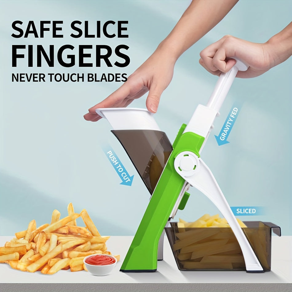 Professional Adjustable Mandoline Slicer & Vegetable Chopper - Safe Finger Design