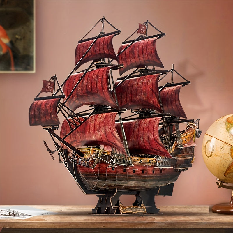 Laser Red Queen Anne's Revenge Pirate Ship 3D Puzzle - Cyprus