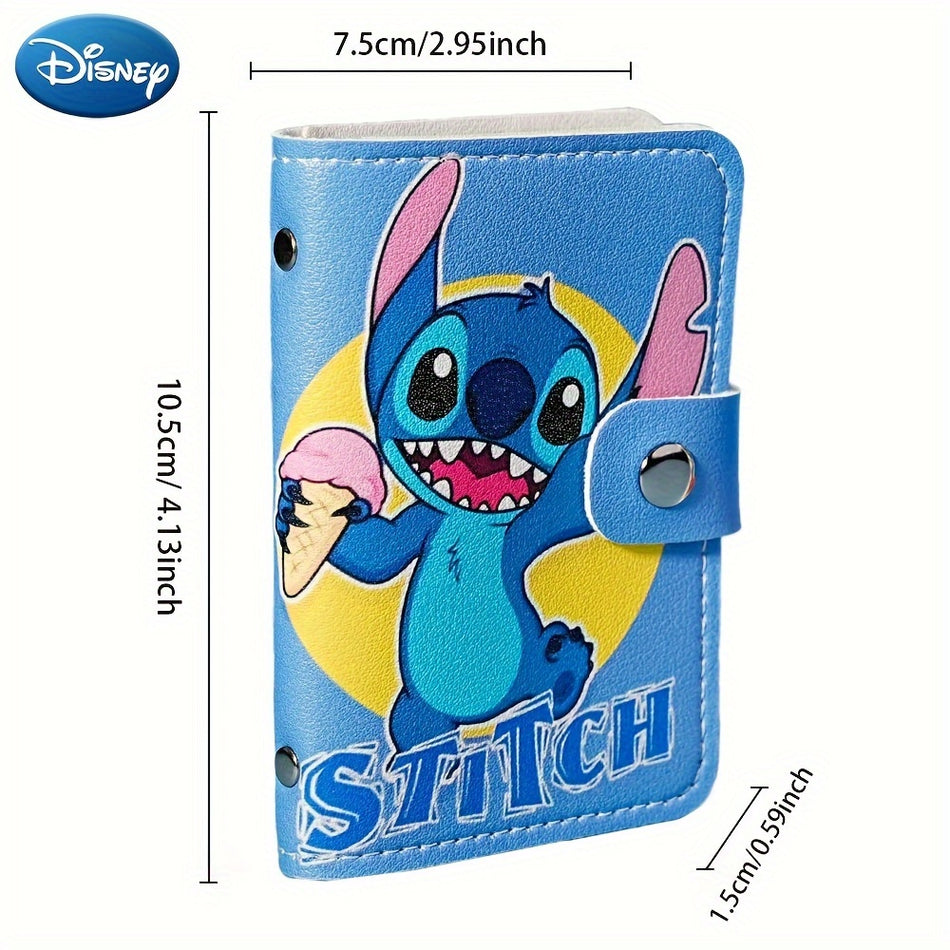 Stitch PU Leather Card Holder Wallet for Women - Cute Cartoon Character Design, Spacious Multi-Card Slots - Cyprus