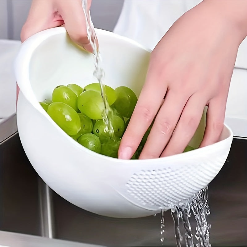 Plastic Rice Washing Bowl with Strainer for Efficient Grain Cleaning