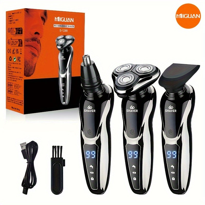 MIGUAN 3-In-1 Rechargeable Electric Razor & Nose Hair Trimmer