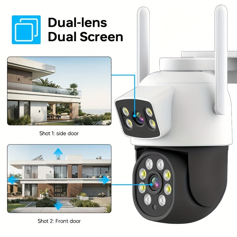 Διπλή κάμερα WiFi Security Dual Lens, Ανίχνευση έξυπνης κίνησης, χρωματική νυχτερινή όραση, αμφίδρομος ήχος, 5G WiFi - Κύπρος