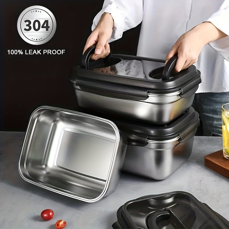 Large Capacity Stainless Steel Food Storage Container with Lid and Handle