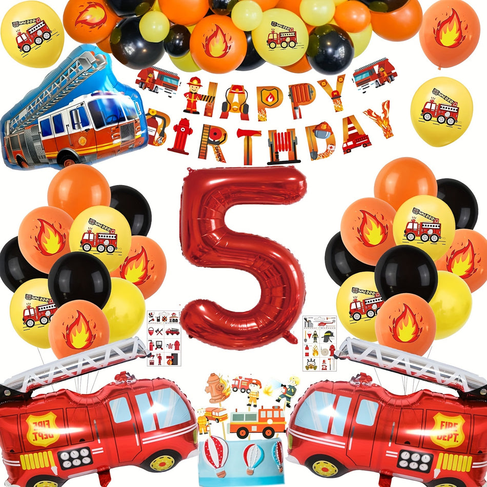 🔵 Firefighter Themed Balloon Set for Fire Truck Birthday Party - Ages 14+ - Cyprus