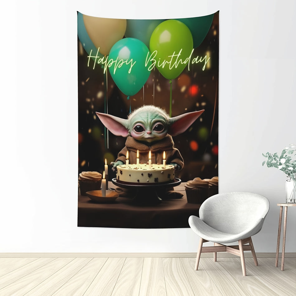 Yoda Happy Birthday Cartoon Tapestry - Anime Art for Home or Occasions - UME - Cyprus