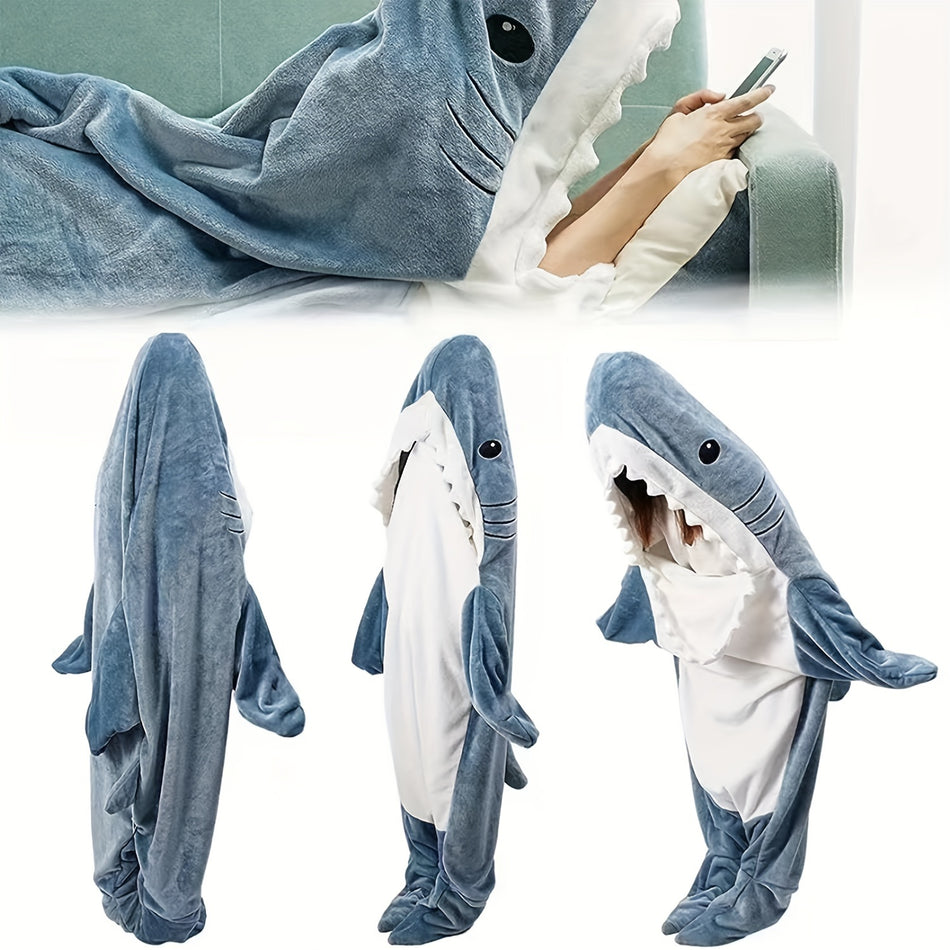 Wearable Shark Blanket – Soft Flannel Fleece Sleeping Bag for Cozy Fun