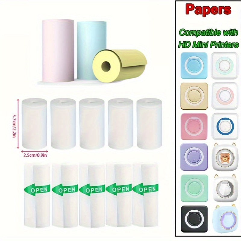 5 Rolls Mini Yazıcı Kendinden Yapışkan Termal Etiket Çıkartmaları 57x25mm - Kıbrıs