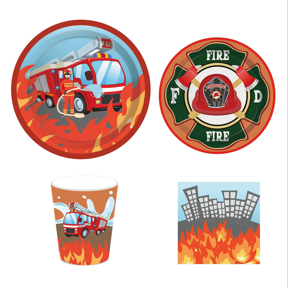 🔵 Firefighter Fireman Party Tableware Set - Create a Festive Atmosphere at Your Next Event! - Cyprus
