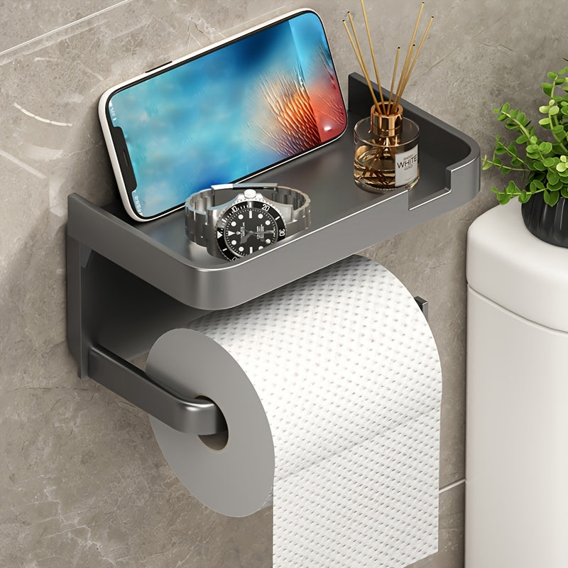 Punch-free Toilet Paper Shelf with Phone Holder - Organise Your Bathroom Effortlessly - Cyprus