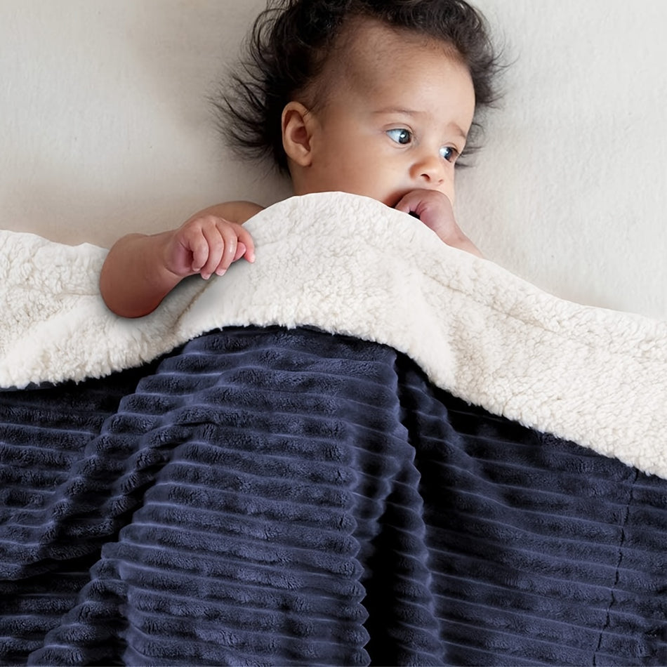 Soft Reversible Warm Baby Blanket for Boys and Girls (Navy, 30"x40") 🌟