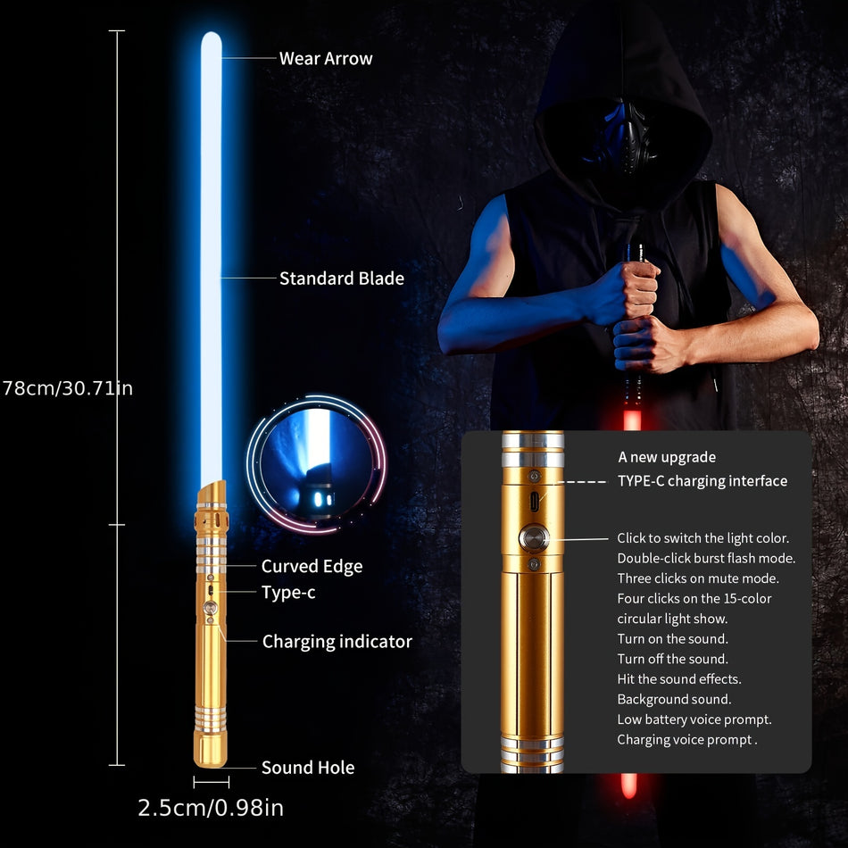 Gravity Sensing Light Saber 2 In 1 15-color Metal Sword - Cyprus