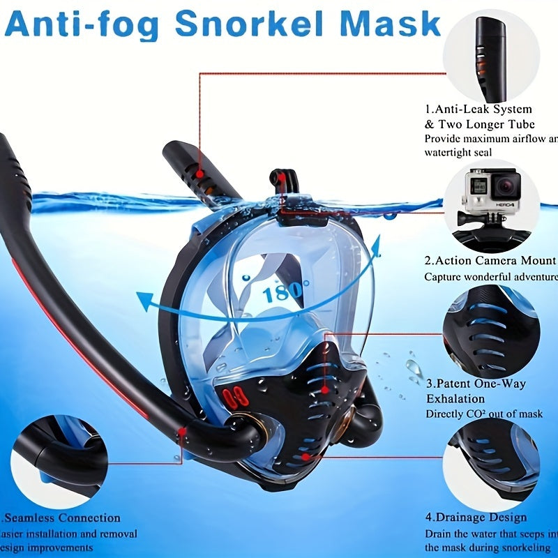 180° Panoramic View Full Face Snorkel Mask for Adults - Cyprus