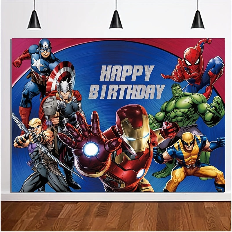 🔵 Marvel Superhero Party Backdrop - Spider-Man, Iron Man & Captain America Avengers Theme - Cyprus