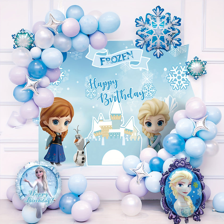 🔵 UME Disney Frozen Birthday Party Supplies Set - Officially Licensed Princess Elsa Themed Decoration Kit with Snowflakes Confetti Balloons, Banner, Foil Balloons and Balloon Chain - Cyprus