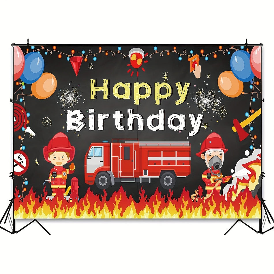 Firetruck Birthday Party Supplies Decorations Firetruck Theme Backdrop Banner - Cyprus