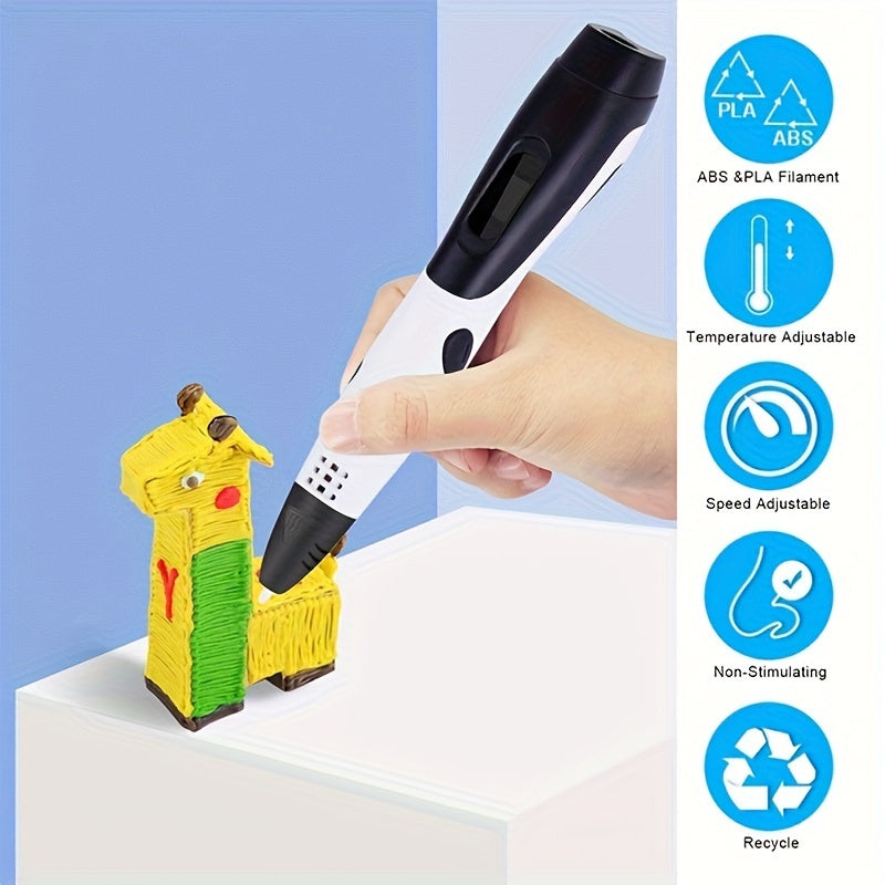 Smaffox Super 3D Printing Pen Set с 24 цветами PLA Filament + Книга трафарета + Руководство по проекту - Кипр