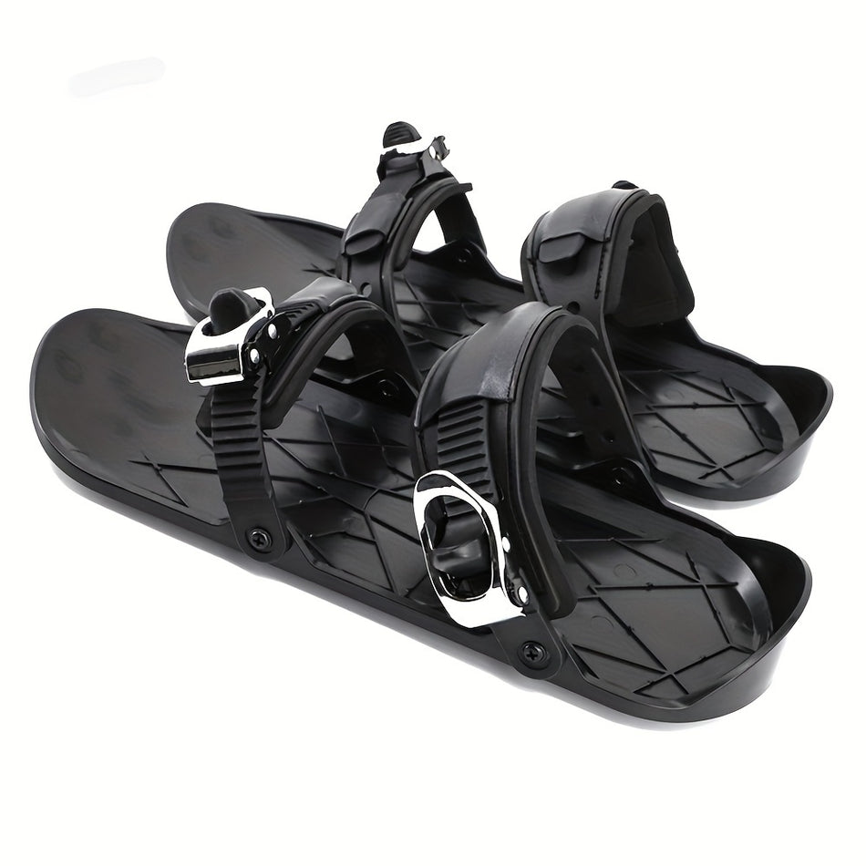 Mini SkiSkates Ajustáveis para Rapazes - Preto, Sapatos de Snowboard Amigáveis para Iniciantes com Design Assimétrico e Estilo de Lazer ao Ar Livre 