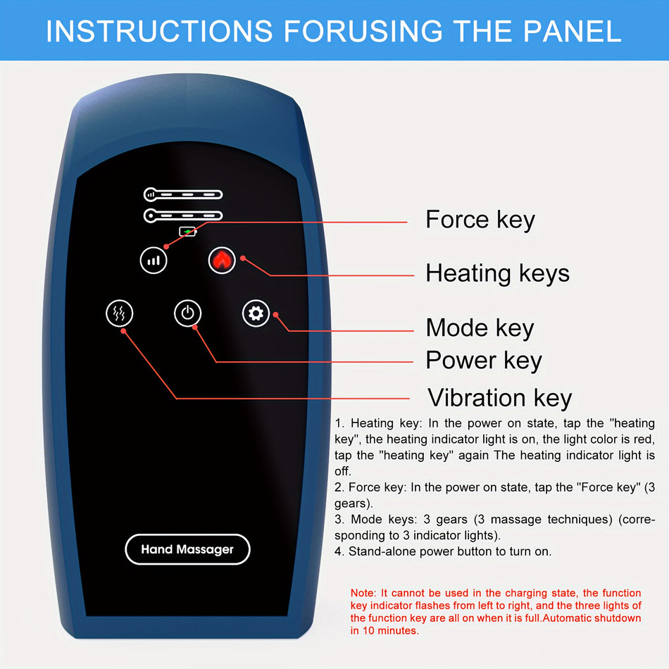 AISZG Cordless Hand Massager with Compression & Heating - Ideal for Arthritis Relief - USB Rechargeable - Cyprus