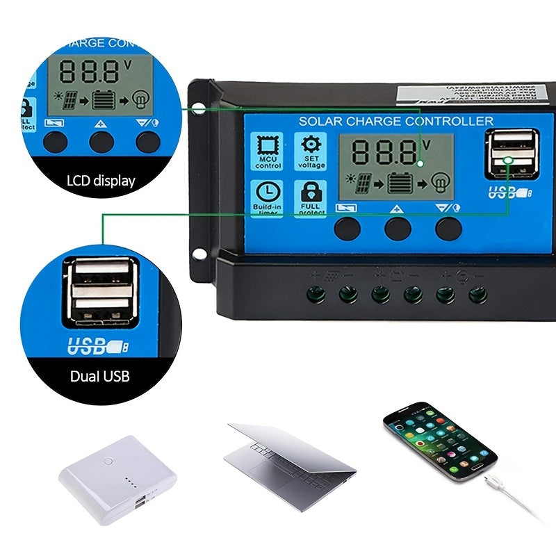 جهاز التحكم بالطاقة الشمسية 12V/24V مع شاشة LCD - قبرص