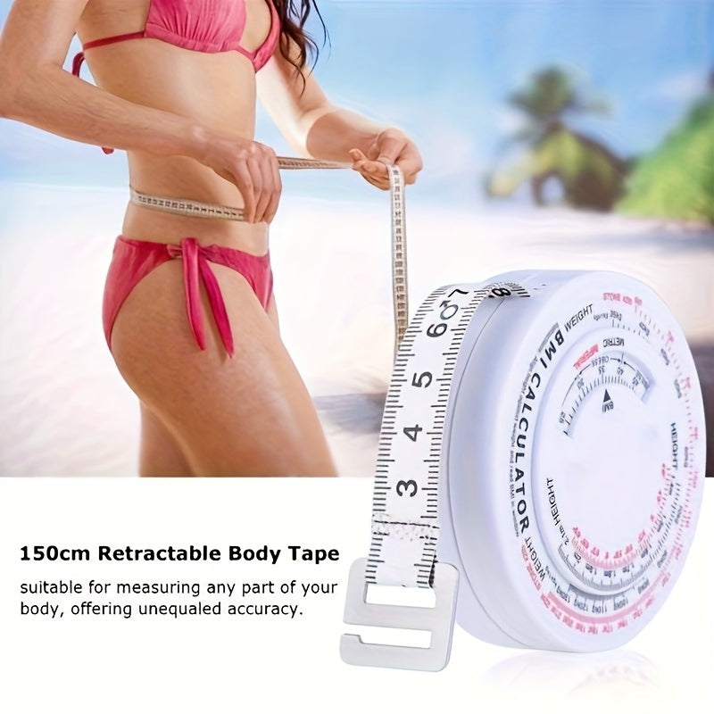 White Body Measuring Tape with BMI Calculator - Adult Fitness Tool - Cyprus