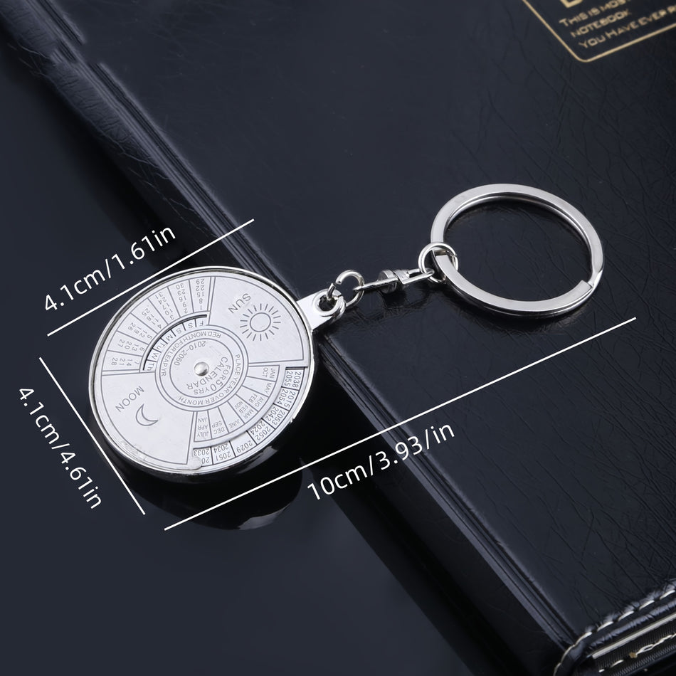 Stylish 50-Year Perpetual Calendar Keychain - Durable Stainless Steel Charm for Men - Cyprus