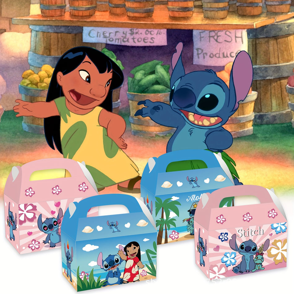 Stitch Themed Party Favor Gift Boxes, 12-Pack, Eco-Friendly Treat Candy Handheld Paper Boxes for Birthday Celebrations, No Electricity or Feathers Required