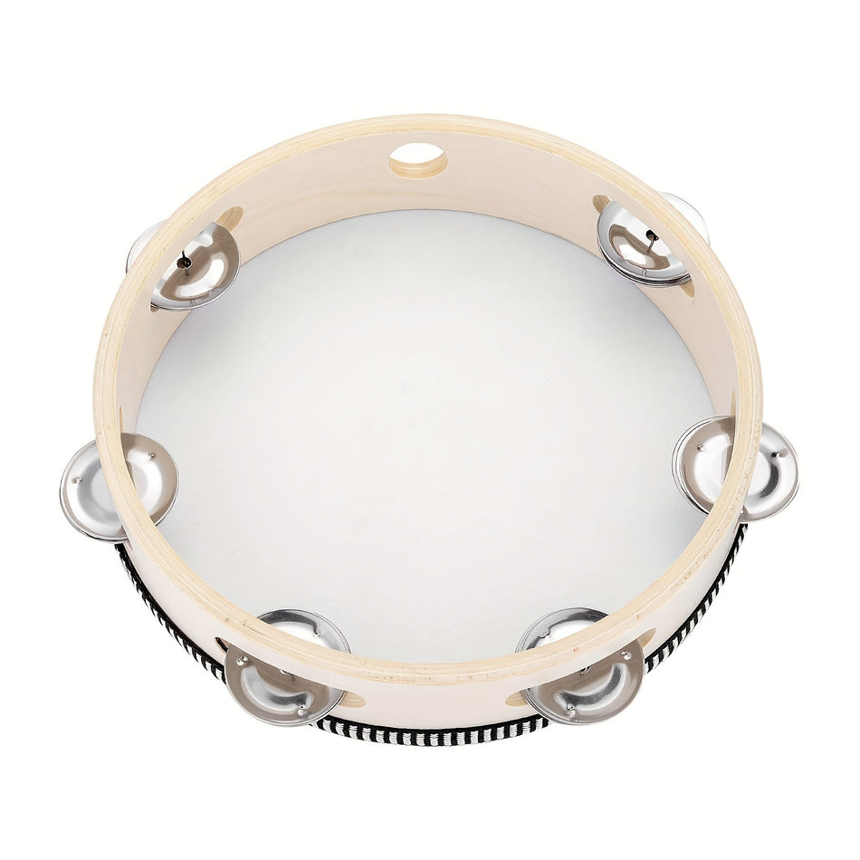 Eavnbaek Wooden Tambourine - tambour à main avec jingles en métal pour les fêtes et les loisirs