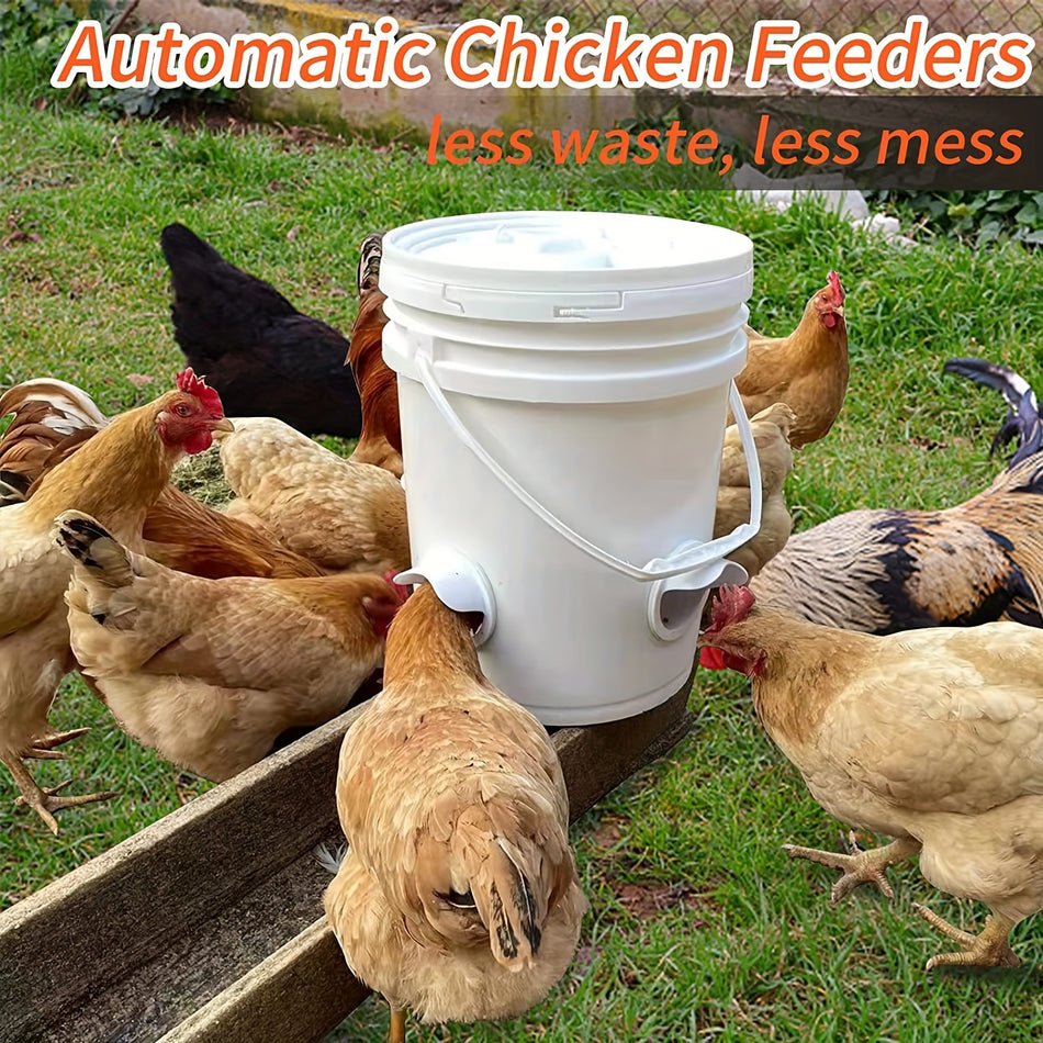 2-Pack Gravity-Fed Poultry Feeder - Durable, Battery-Free Solution for Chickens & Ducks