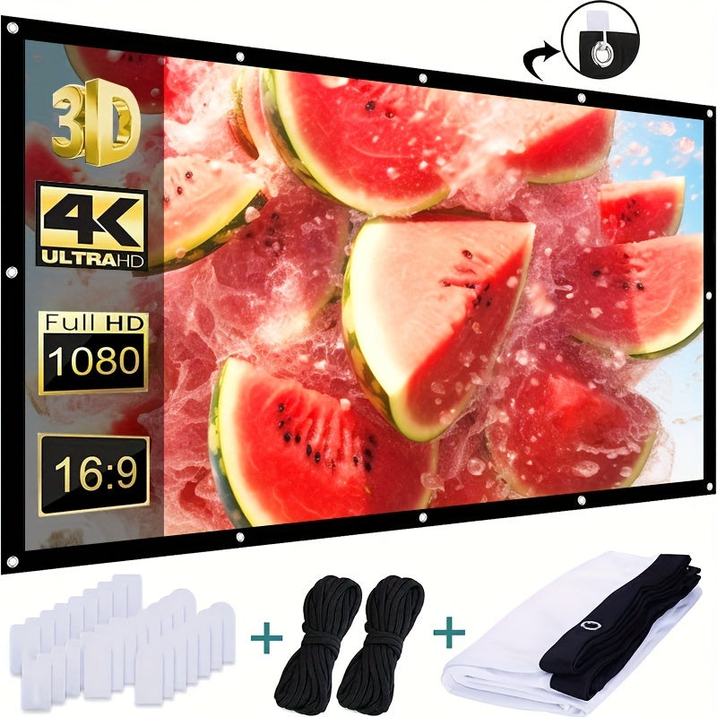 100" Outdoor Movie Projector Screen - Portable 16:9 Double Sided Video Screen for Home, Party, Office - Cyprus